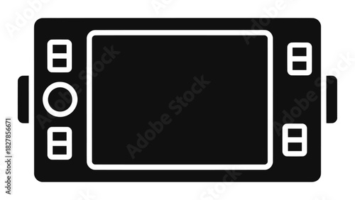 Portable handheld electronic device icon with screen and buttons, symbolizing gaming, media, and mobile technology inter