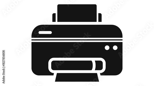 Simple flat vector icon illustration of a printer device for office, home, and digital document printing and administrat