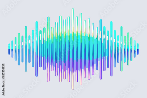 Abstract Sound Waveform Visualization with Iridescent Vertical Bars equalizer audio