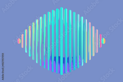 Diamond Shape Abstract Sound Waveform with Iridescent Vertical Bars equalizer audio