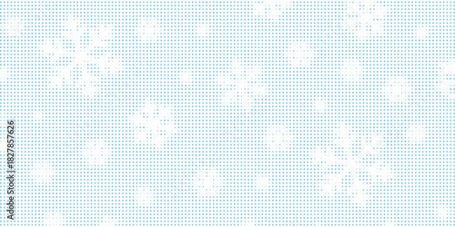 Dotted halftone snowflake background, winter snow season retro grunge texture vintage magazine style. Monochrome collage element for mixed media design Christmas new year decoration pop art. Vector