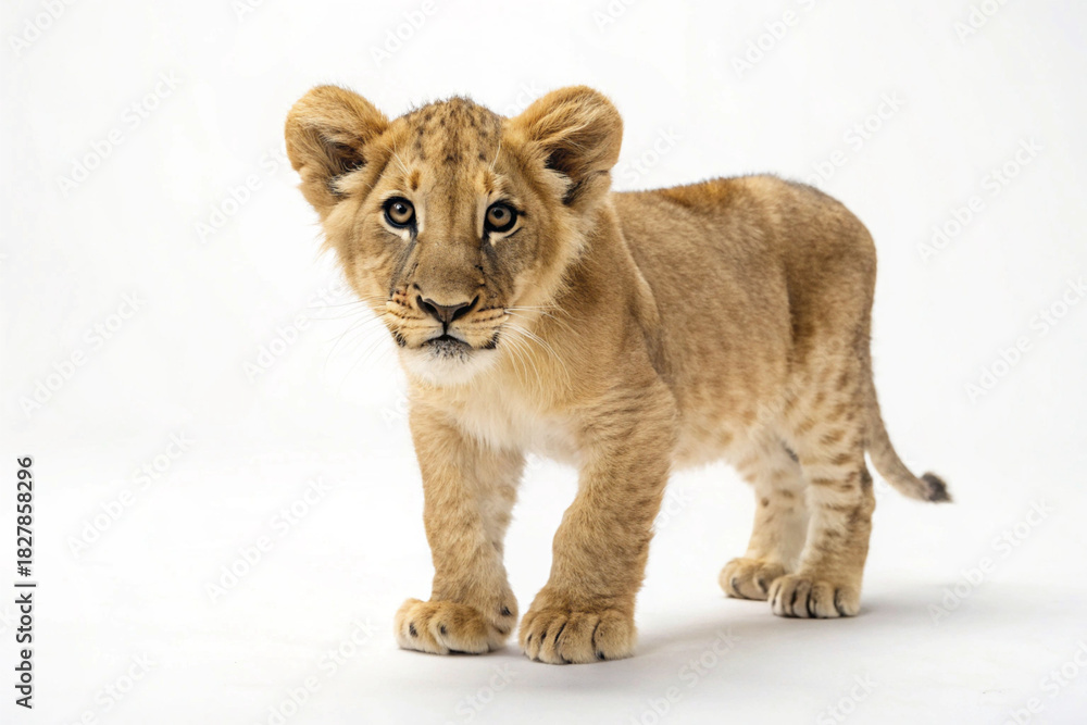 Obraz premium lion cub on white background