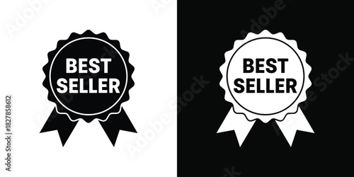 Best seller ribbon badge vector design