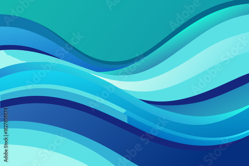 Smooth Blue and Teal Abstract Waves with Gentle Curves green aqua