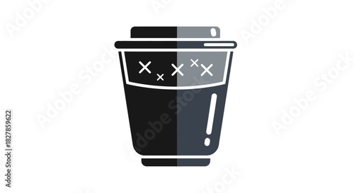 White isolated coffee cup vector illustration in recycle bin container