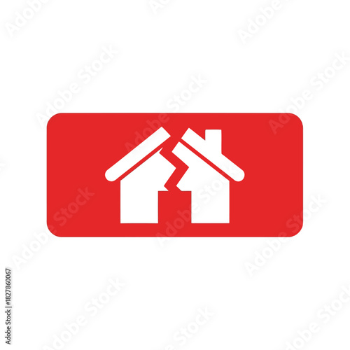 Split house icon   property division, divorce, conflict vector Vector