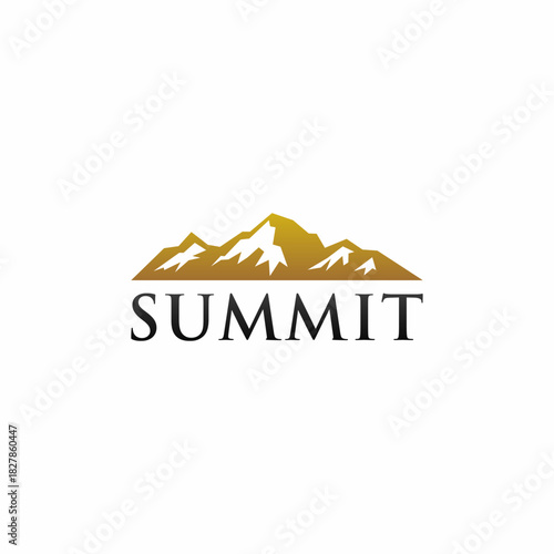 Mountain peak summit logo design. Outdoor hiking adventure