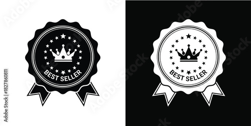 Best seller crown rosette badge vector design