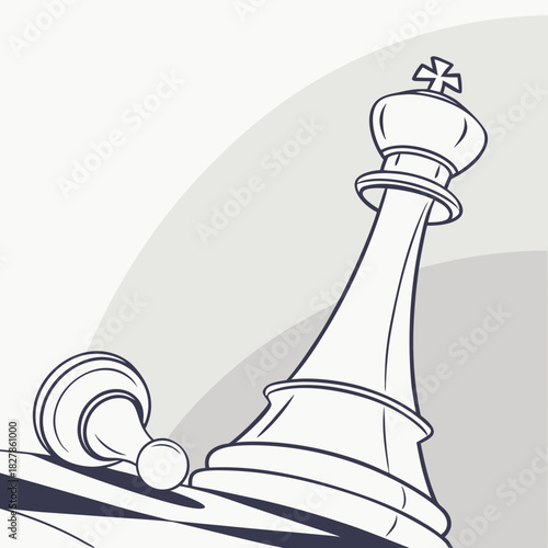 Chess king and pawn in a modern style