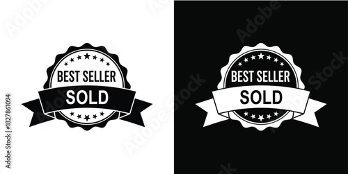 Best seller sold badge ribbon vector