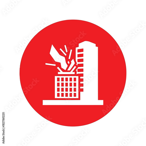 Building demolition warning icon | urban destruction & collapse symbol Vector