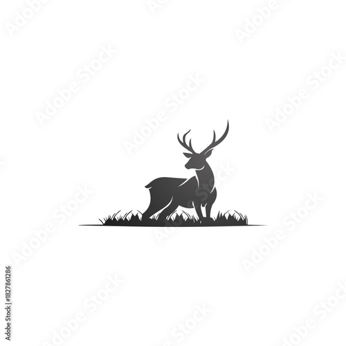 deer icon, deer illustration, deer vector design template, rain deer logo