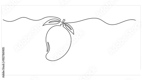 Animation of single one line drawing of healthy organic mangoes for orchard logo identity. Fresh tropical fruitage concept for fruit garden icon. Continuous line self draw animated. Full length motion