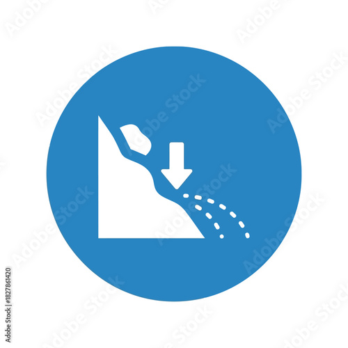 Falling rocks warning icon: landslide hazard safety sign vector Vector