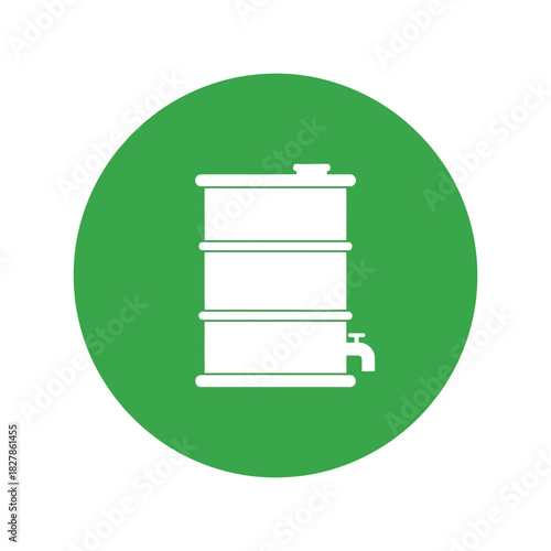 Industrial drum tap icon in green circle   liquid dispenser vector Vector