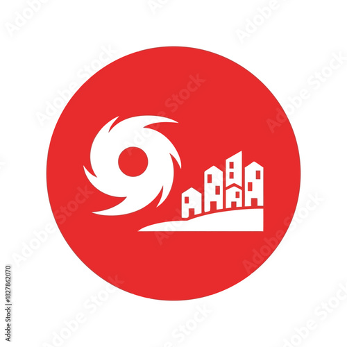 Hurricane approaching city vector icon, natural disaster warning Vector