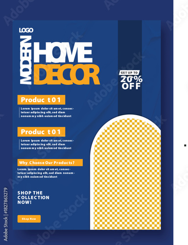 Modern furniture for sale advertisement with vibrant product images and discount offer on dark background,
Stylish upholstered armchair for sale with discount offer on a dark blue background perfect.