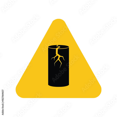 Warning icon: cracked object structural damage hazard Vector