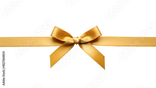 Golden ribbon bow isolated on transparent background