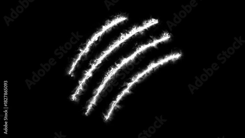 Aqua color claw effect animated animal scratch effect flaming scratch light effect 4k neon fire scratch looping ,fire slash effect on black background.