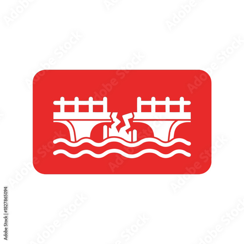 Broken bridge icon: infrastructure damage, crisis, collapse symbol Vector