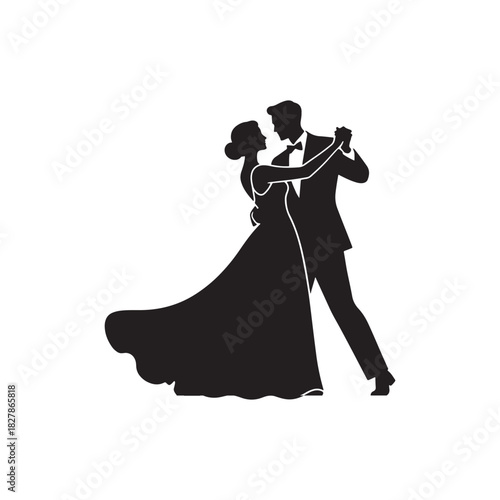 Silhouettes of a bridal couple dancing with graceful movements and full of warmth