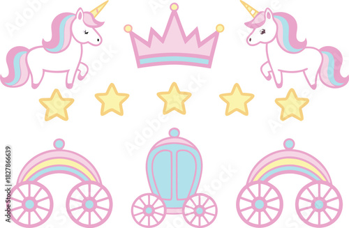 Fairy Tale Princess Elements Pack. Magical Princess Elements Set. Fantasy Princess Icons Collection. Cute Fairy Tale Princess Elements. Royal Princess Elements Pack. Enchanted Princess Elements Set