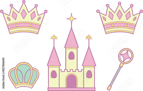 Fairy Tale Princess Elements Pack. Magical Princess Elements Set. Fantasy Princess Icons Collection. Cute Fairy Tale Princess Elements. Royal Princess Elements Pack. Enchanted Princess Elements Set