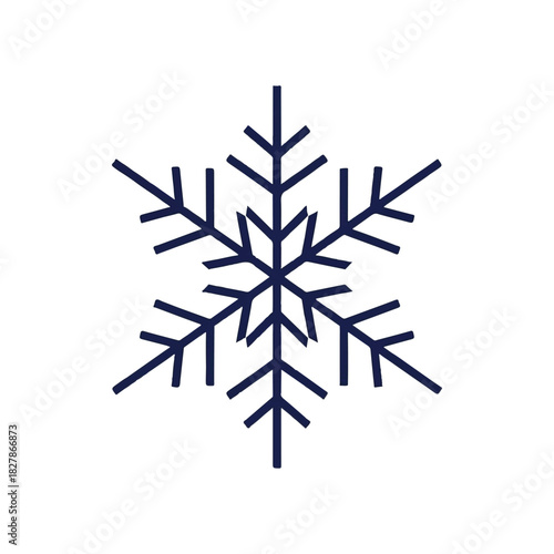 Abstract graphic representation of a delicate snowflake, symbolizing winter chill and cold weather, ideal for seasonal design projects and frosty themes