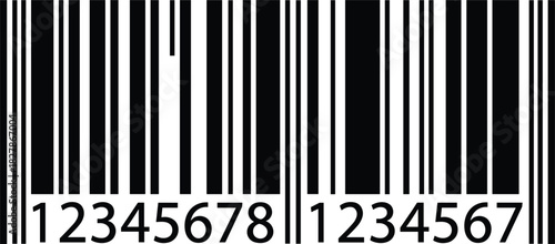 Vector Illustration of a Black Barcode with Corresponding Numerical Digits, Representing Product Identification, Retail Scanning, Inventory Management, and EAN/UPC Technology