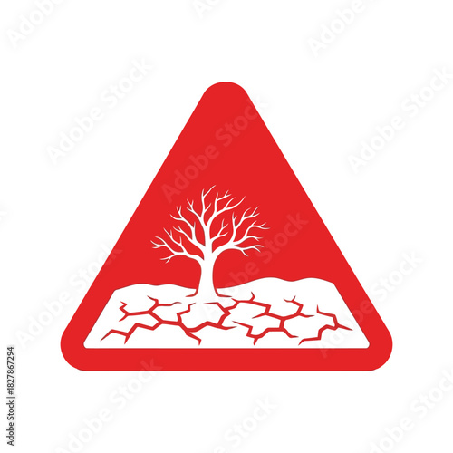 Drought warning icon: climate change & desertification symbol Vector
