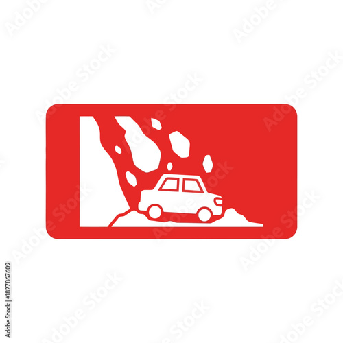 Falling rocks road sign vector icon   automotive safety hazard Vector