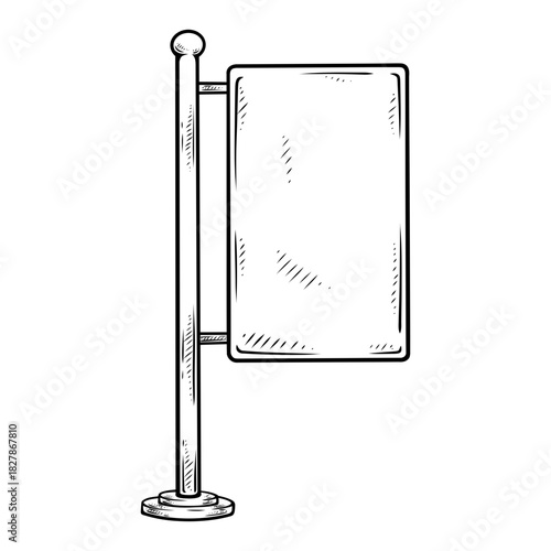 road sign line art hand drawn illustration