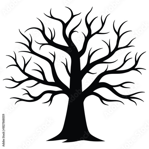 A black silhouette of a haunted tree