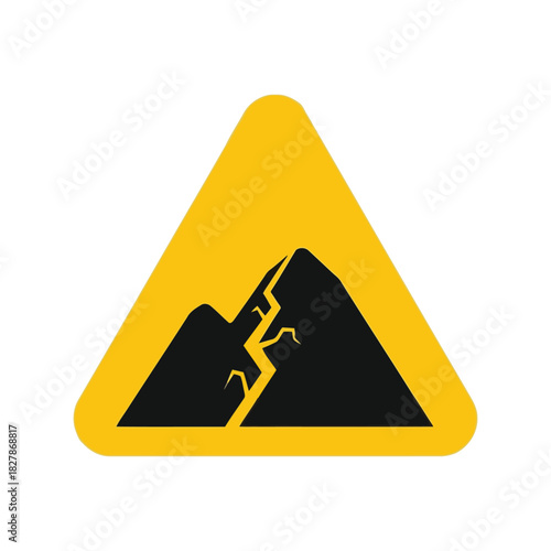 Earthquake hazard warning icon   natural disaster alert Vector