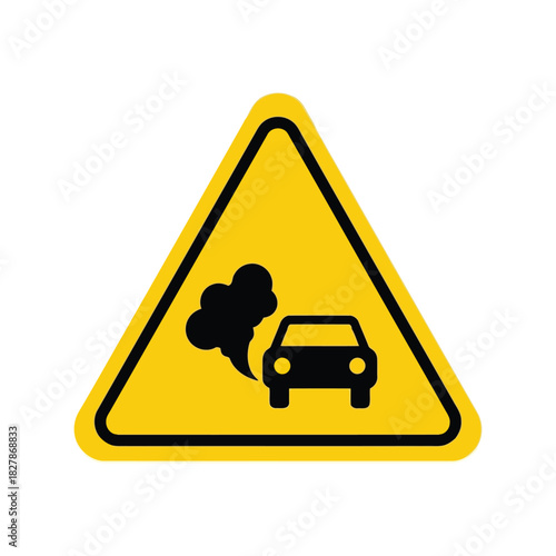 Car exhaust pollution warning sign icon vector Vector