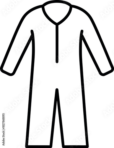 Black Outline Jumpsuit with Rounded Neck and Long Sleeves for Protective Workwear