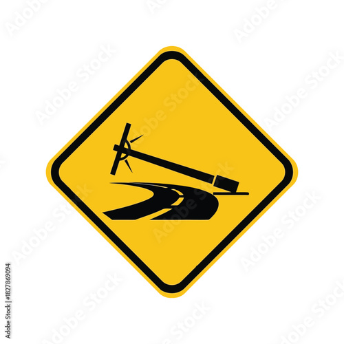 Road construction ahead warning sign vector icon Vector