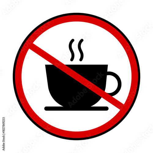 Coffee prohibition icon. A red circle indicates a prohibition on coffee.