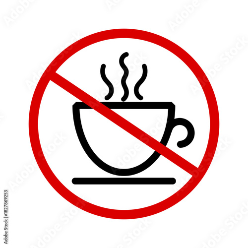 Coffee prohibition icon. A red circle indicates a prohibition on coffee.