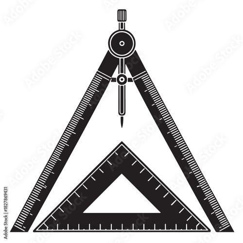 Black measuring square Silhouette Vector, High Quality Illustration on White Background