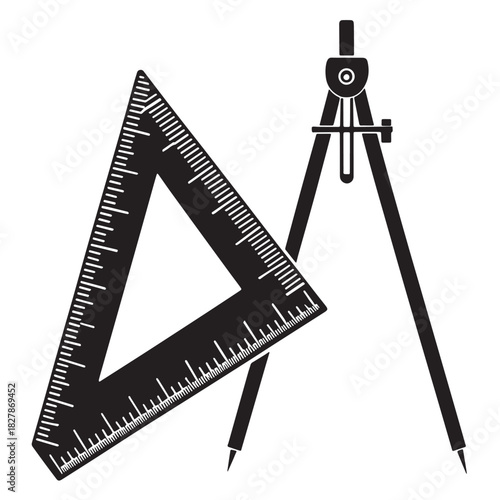 Black measuring square Silhouette Vector, High Quality Illustration on White Background