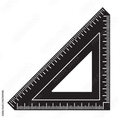 Black measuring square Silhouette Vector, High Quality Illustration on White Background