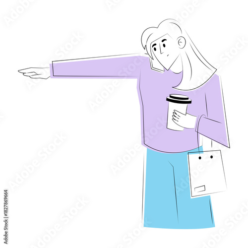 A doodle style illustration showing a person hailing