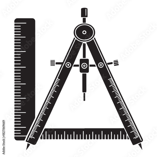 Black measuring square Silhouette Vector, High Quality Illustration on White Background