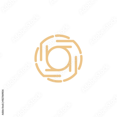 Minimalist abstract circular logo design with swirling vortex lines. Modern geometric technology icon or symbol for a corporate brand