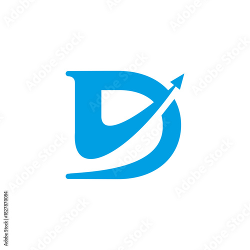Creative letter D monogram logo with an upward arrow. A clean and simple vector illustration for business, finance, or technology concepts