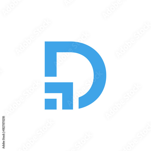 Creative geometric letter D logo design concept. Modern minimalist blue initial D monogram symbol for technology or business branding