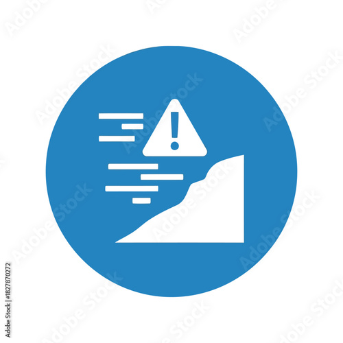 Falling rocks warning icon vector   landslide hazard blue Vector
