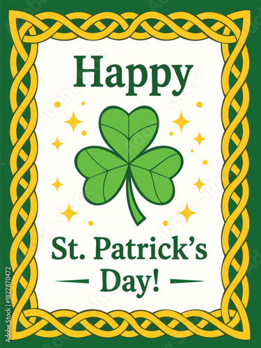 St Patricks Day Shamrock with Celtic Border